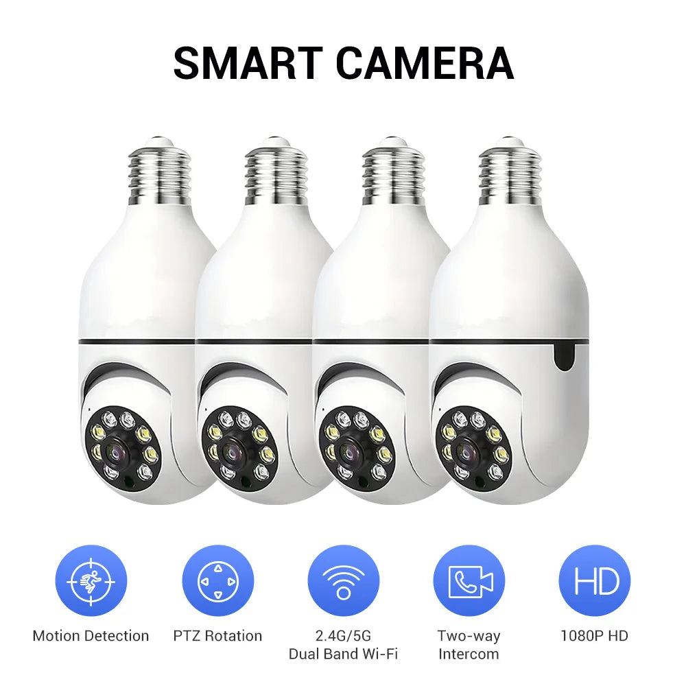 Cámara de Seguridad Bombilla WiFi 5GHz 360° – Visión Nocturna, Audio Bidireccional y Control por App