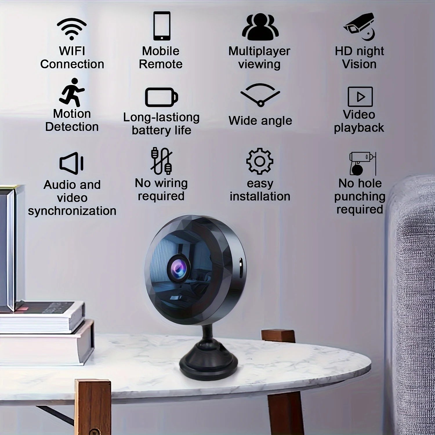 Mini Cámara WiFi Inalámbrica 1080P | Batería Recargable | Visión Nocturna | Detección de Movimiento